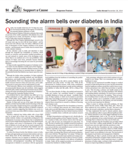 Newspaper article about Dr VK Raju's work with diabetes