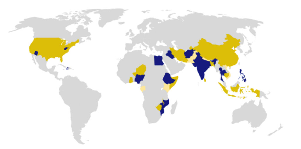 World map showing where EFoA works